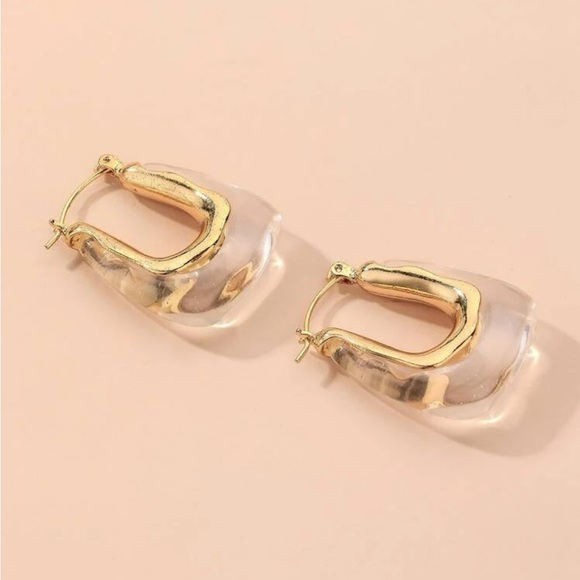 Anthro Clear resin mini hoop earrings - Picture 3 of 6